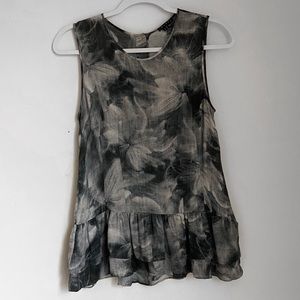 Theory Karady Floral Ruffle Peplum Top